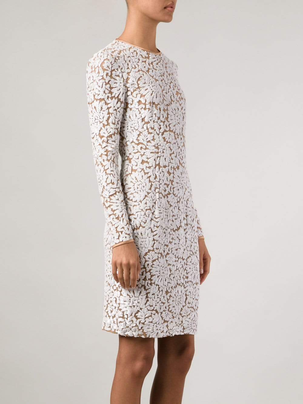 MICHAEL KORS-Lace Embroidered Dress-WHT/SUN