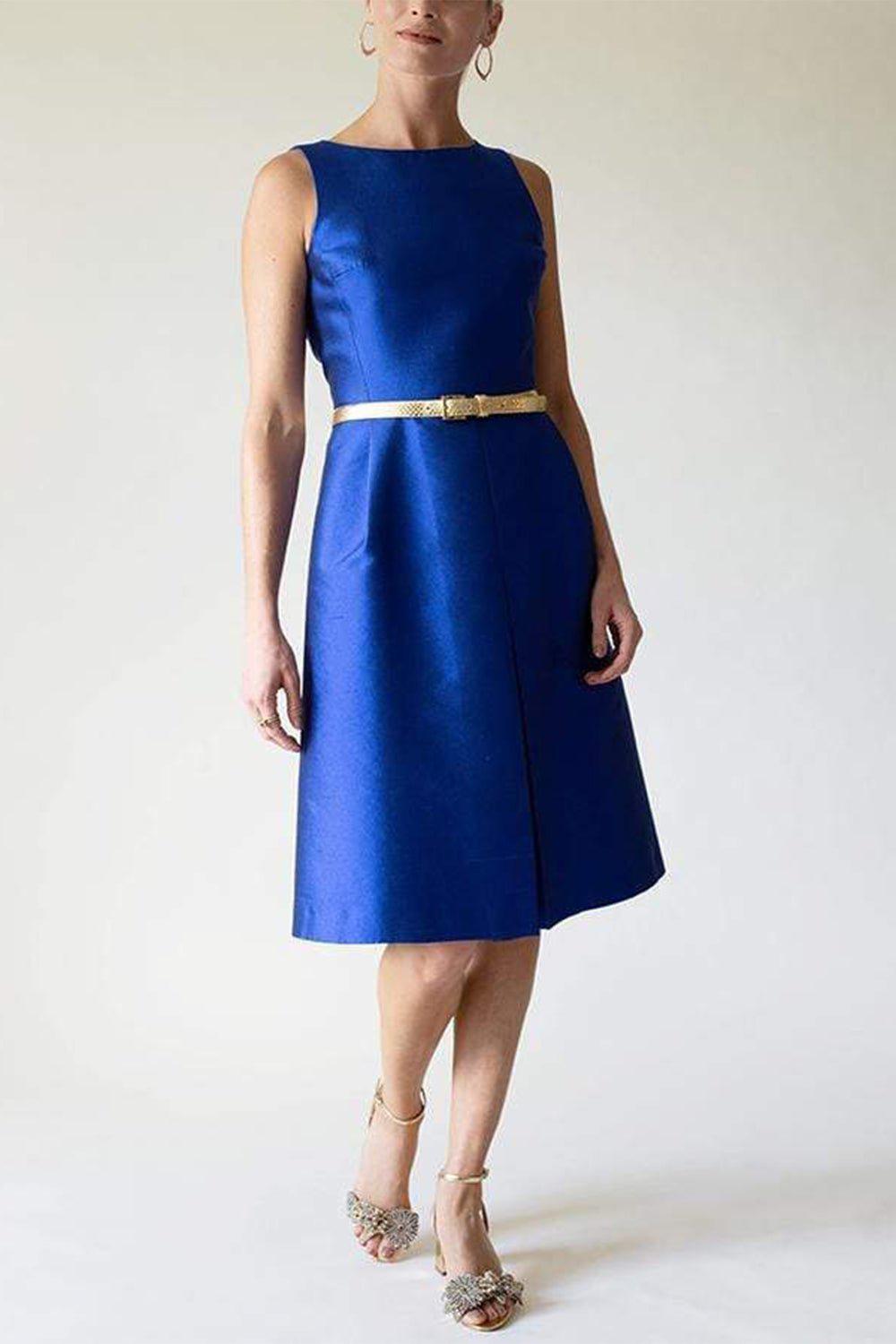 MICHAEL KORS-Shantung A-Line Sheath Dress-BLUE