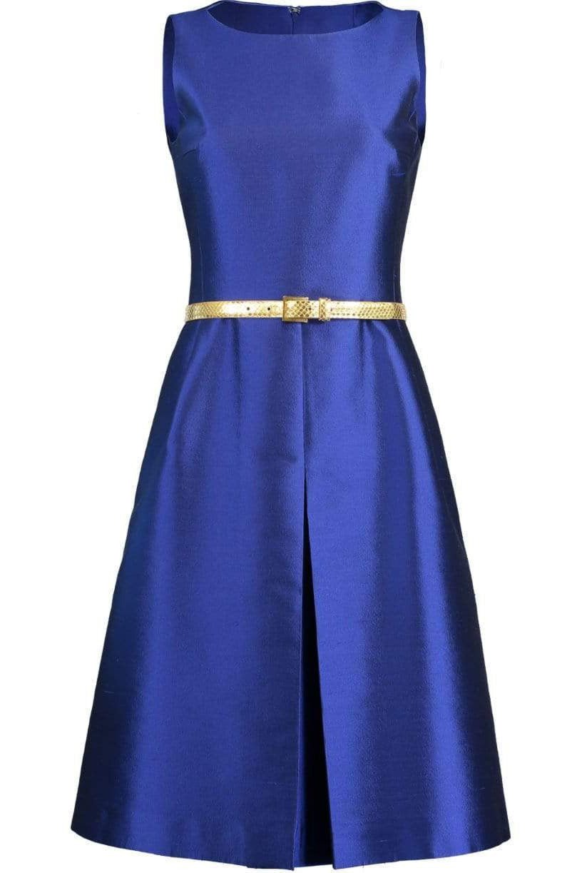 MICHAEL KORS-Shantung A-Line Sheath Dress-BLUE