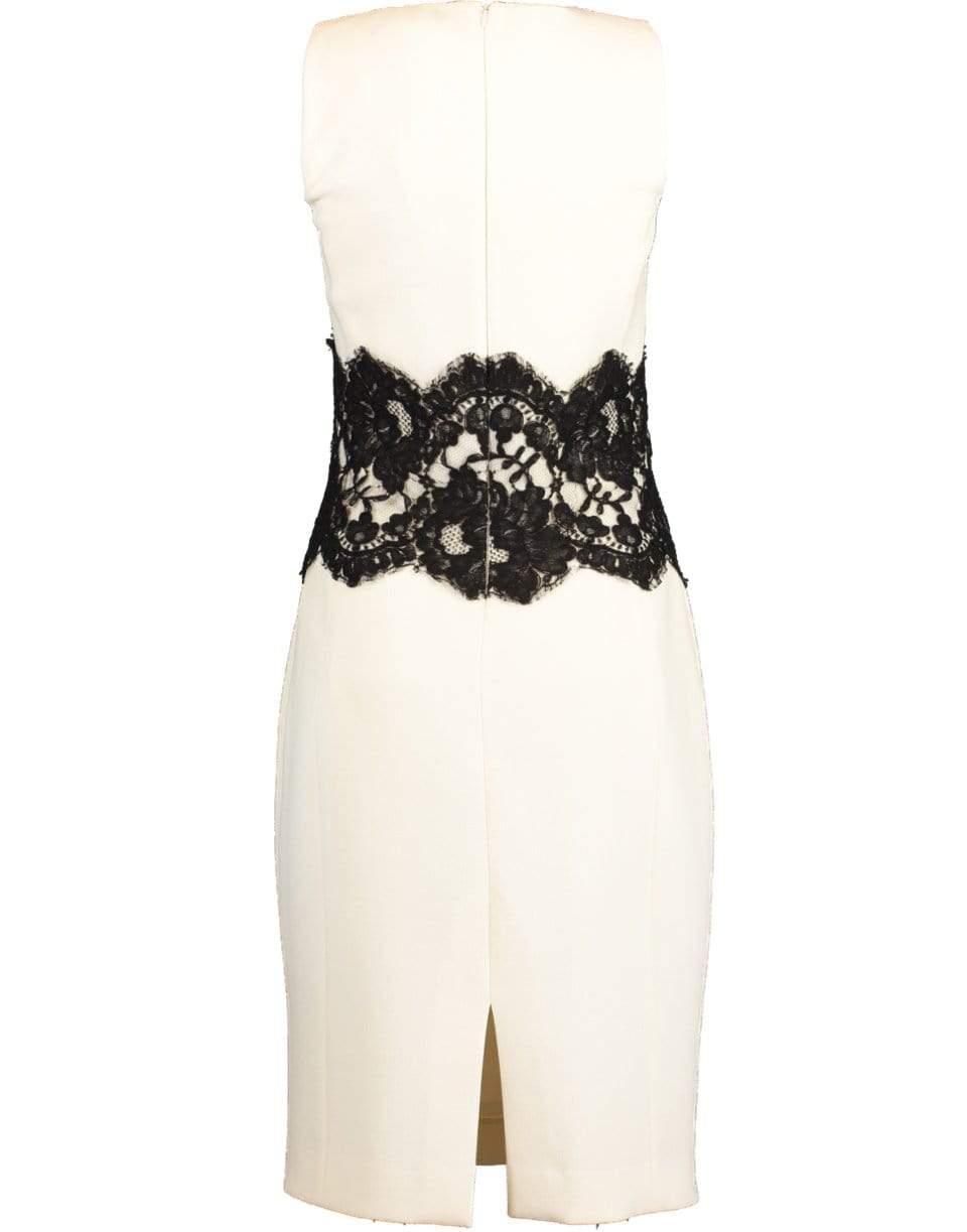 MICHAEL KORS-Sleeveless Lace Waist Sheath Dress-WHITE