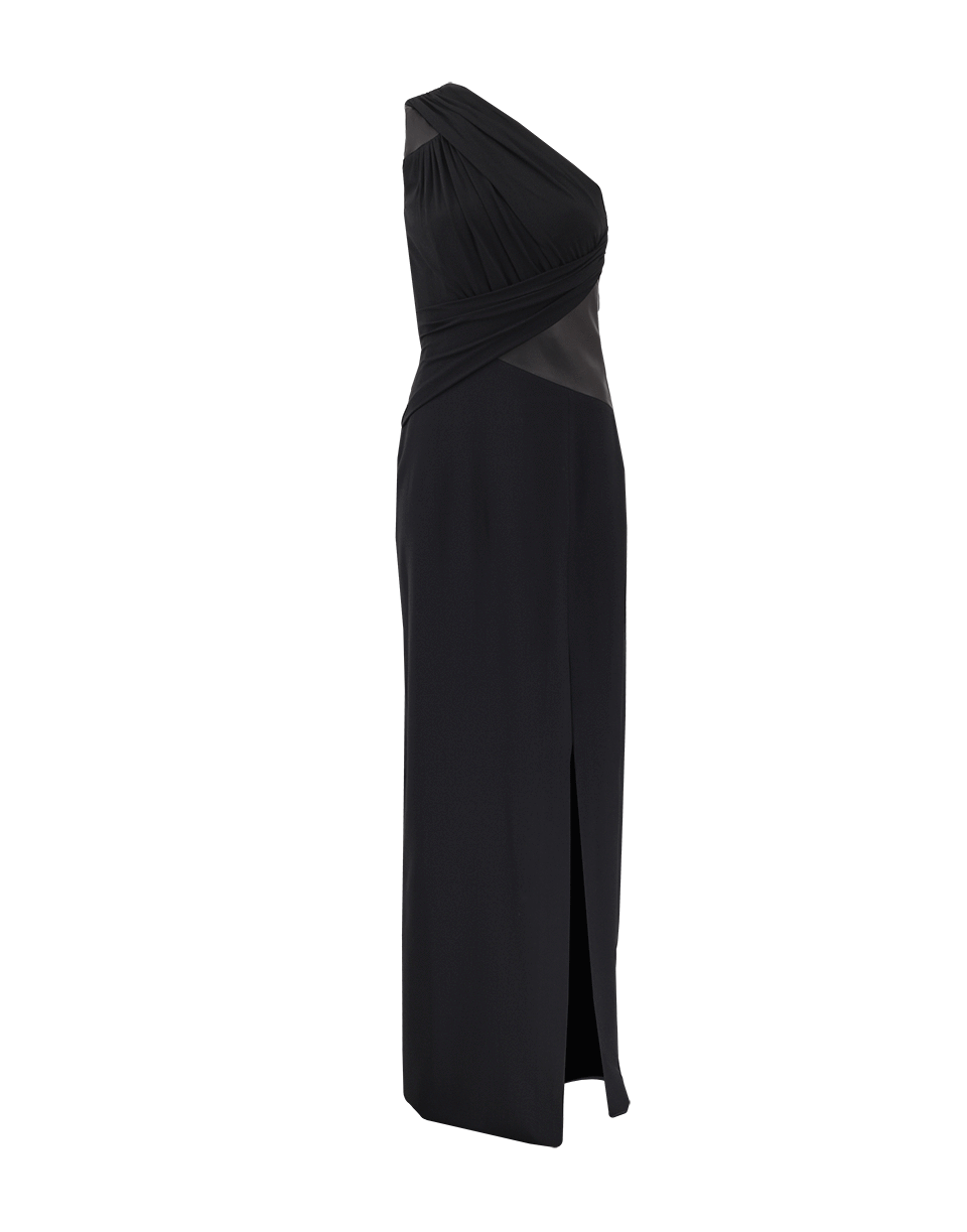 MICHAEL KORS-One Shoulder Jersey And Leather Gown-