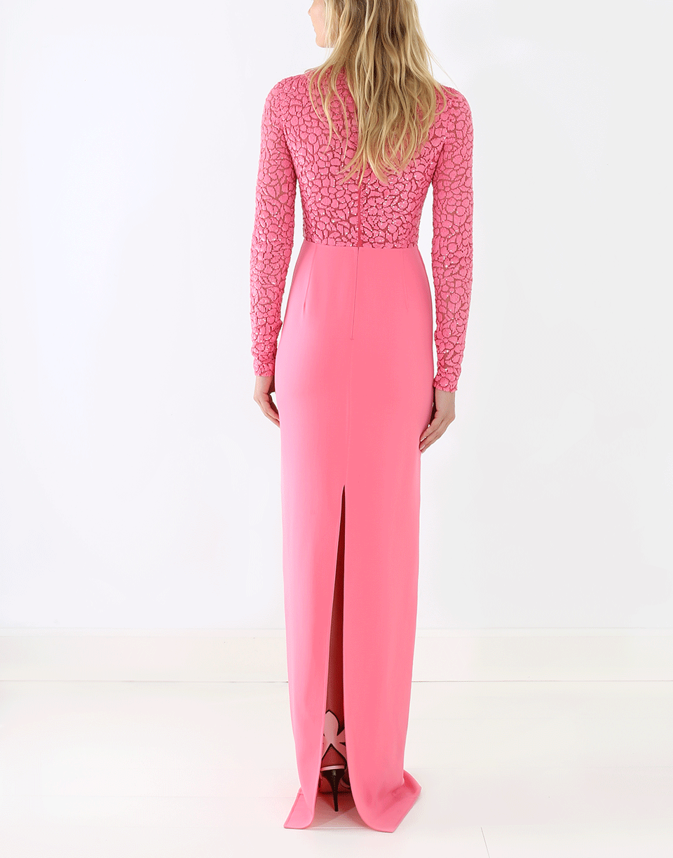 MICHAEL KORS-Embroidered Bodice Gown-FLAMINGO
