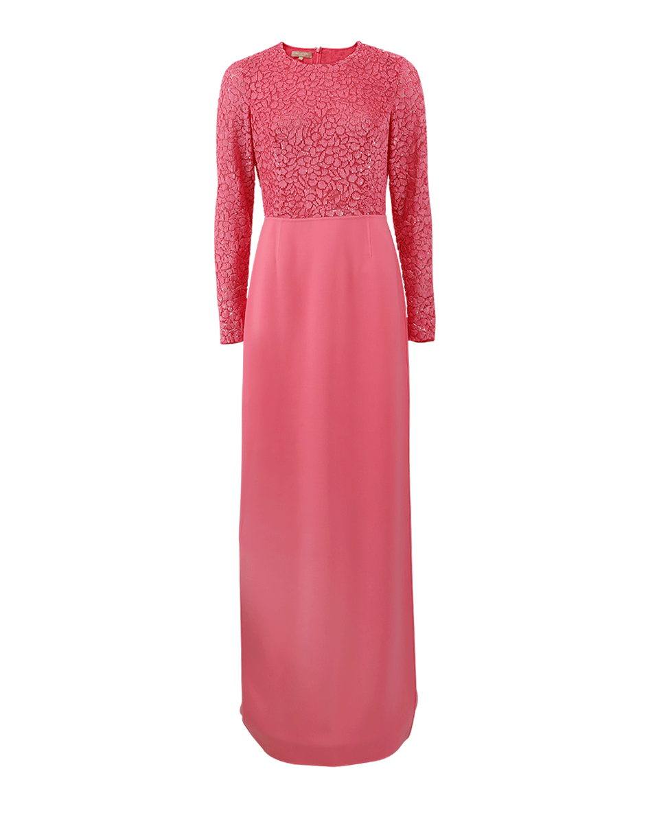 MICHAEL KORS-Embroidered Bodice Gown-FLAMINGO