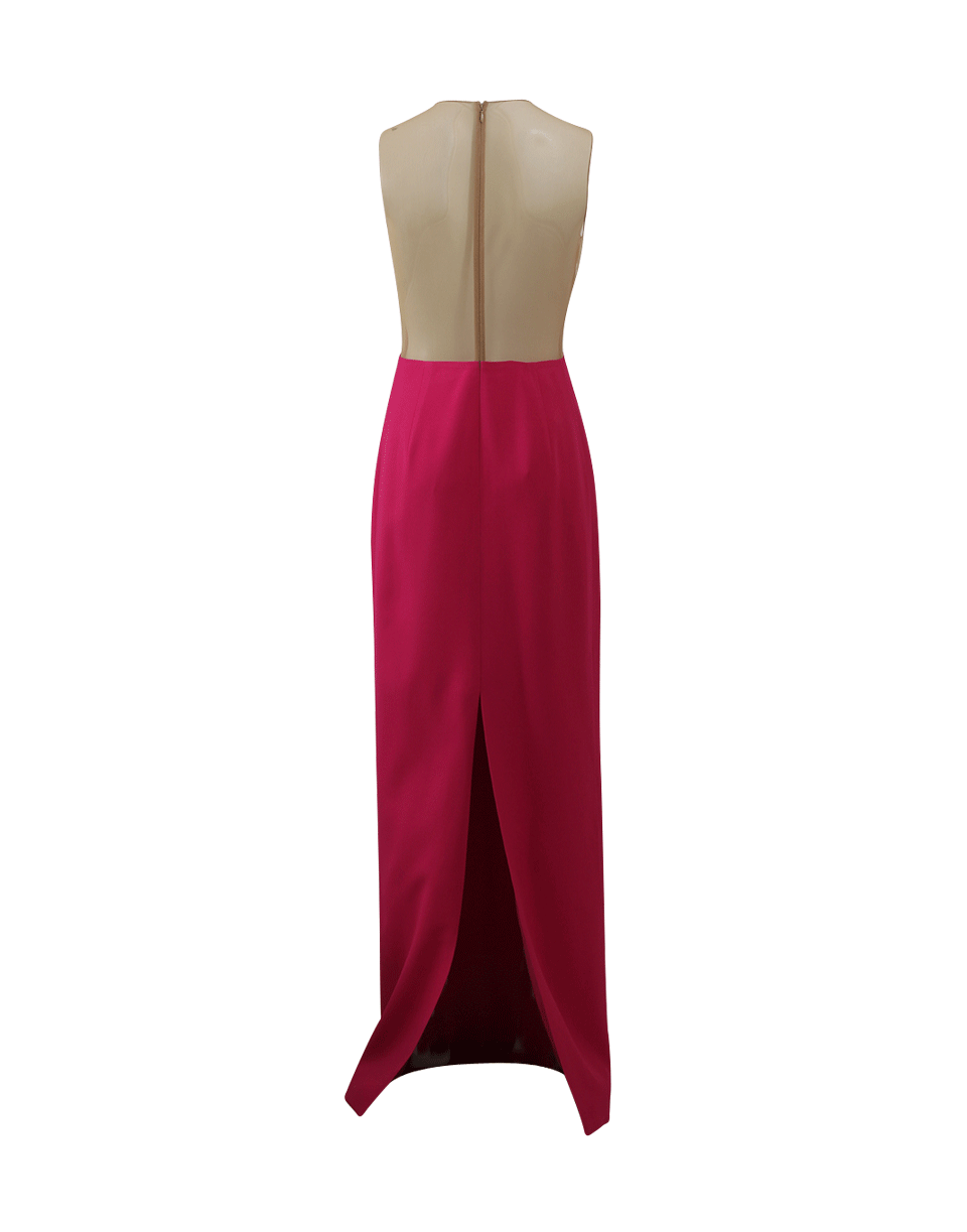 MICHAEL KORS-Sheer Back Column Gown-GERANIUM