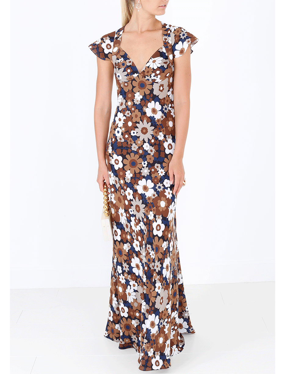 MICHAEL KORS-Floral Print Gown-NUTMEG