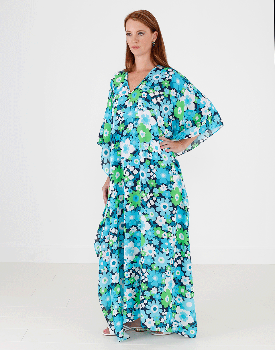 MICHAEL KORS-Floral Print Caftan-AQUA