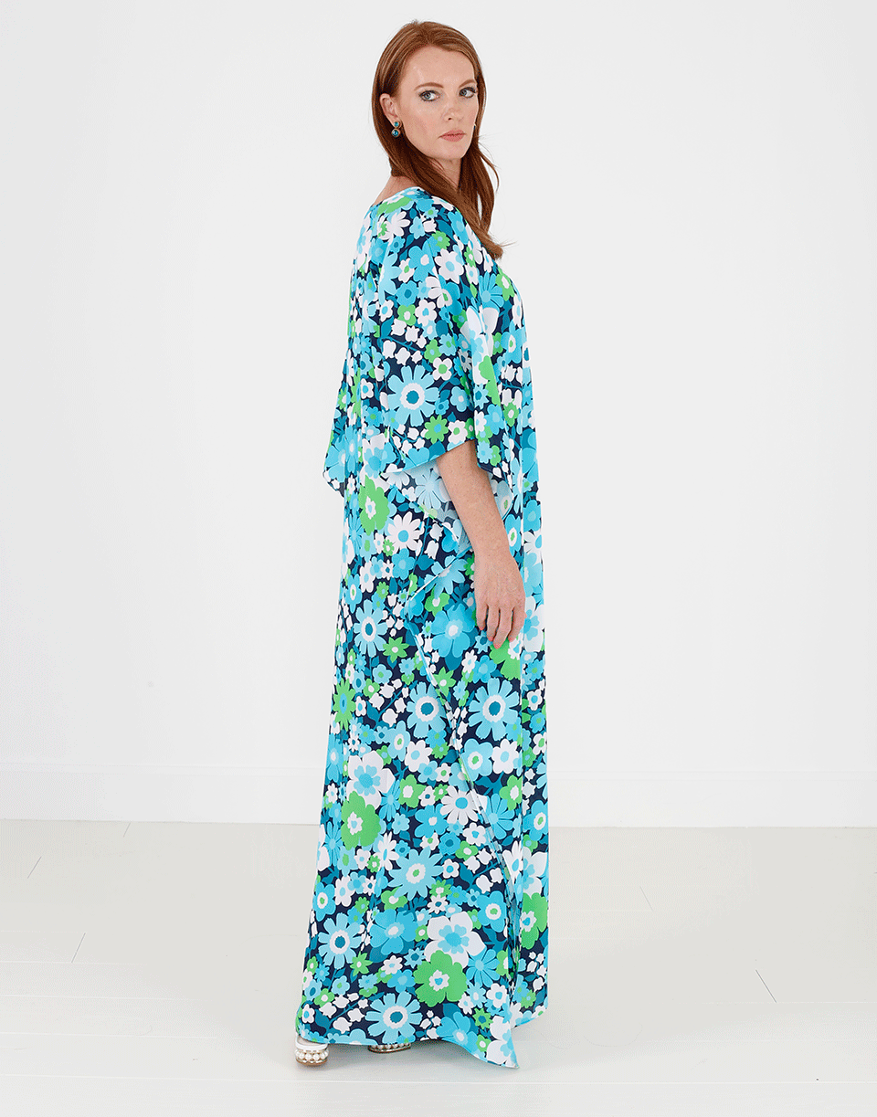 MICHAEL KORS-Floral Print Caftan-AQUA