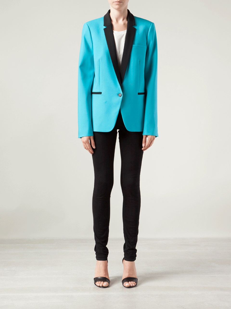 MICHAEL KORS-One Button Tuxedo Jacket-AQUA BLACK