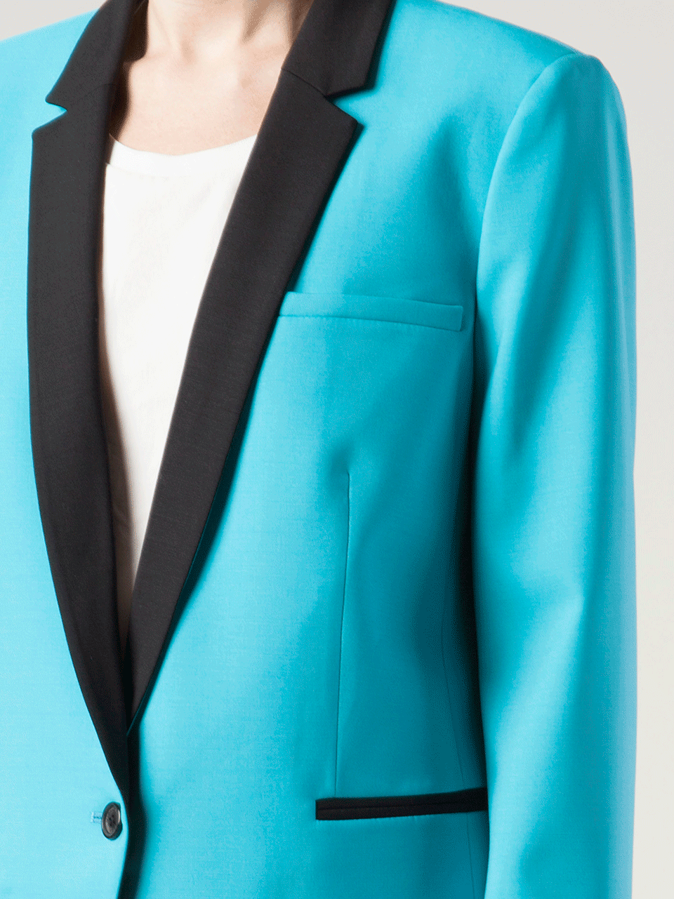 MICHAEL KORS-One Button Tuxedo Jacket-AQUA BLACK
