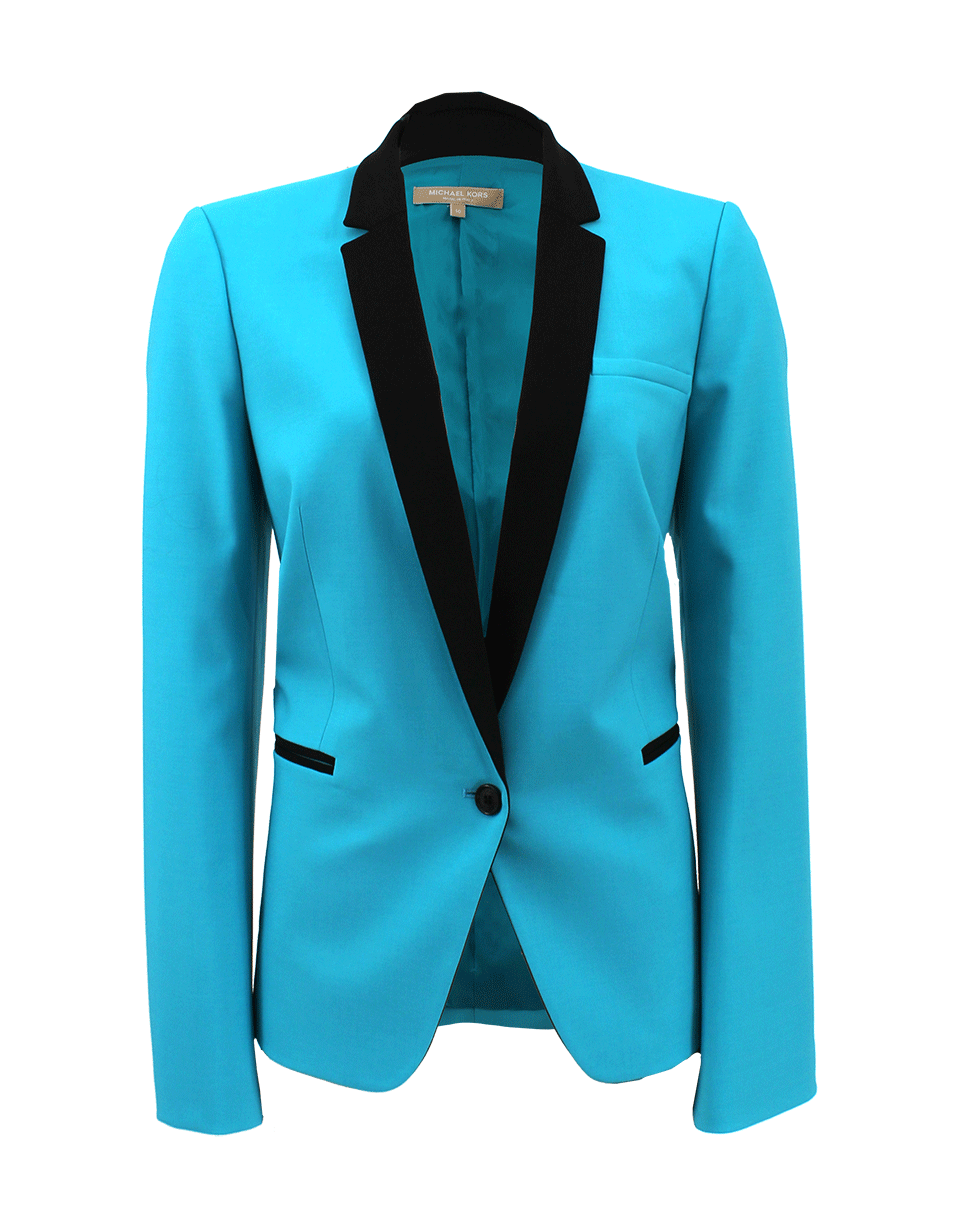 MICHAEL KORS-One Button Tuxedo Jacket-AQUA BLACK