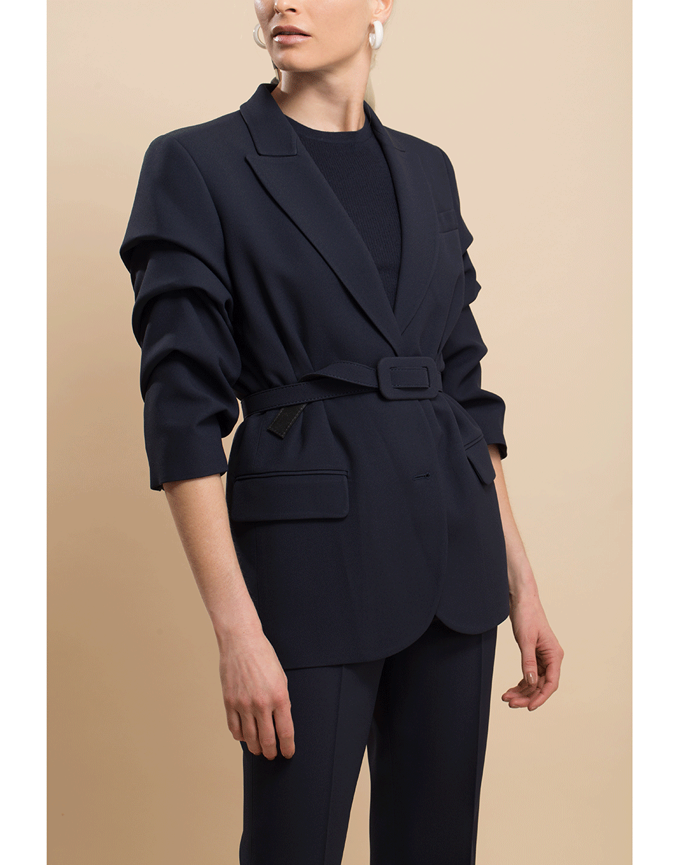 MICHAEL KORS-Midnight Crushed Sleeve Fitted Blazer-