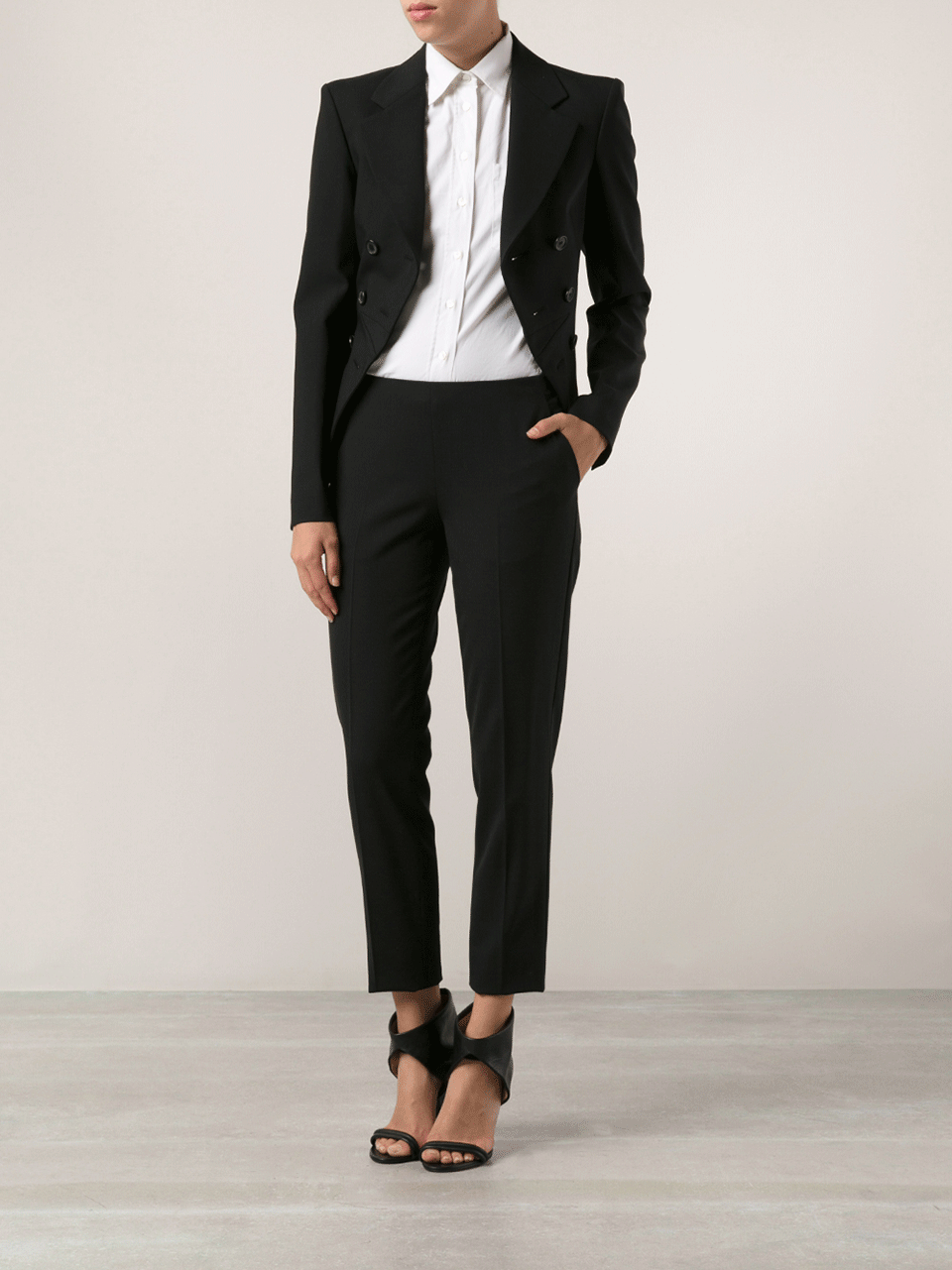 MICHAEL KORS-Cutaway Stretch Riding Jacket-BLACK