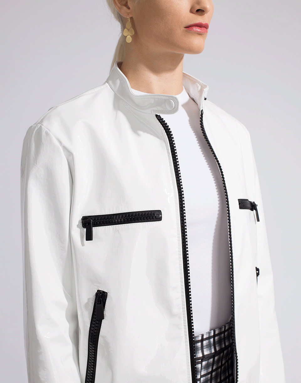 MICHAEL KORS-Zippered Leather Surf Jacket-