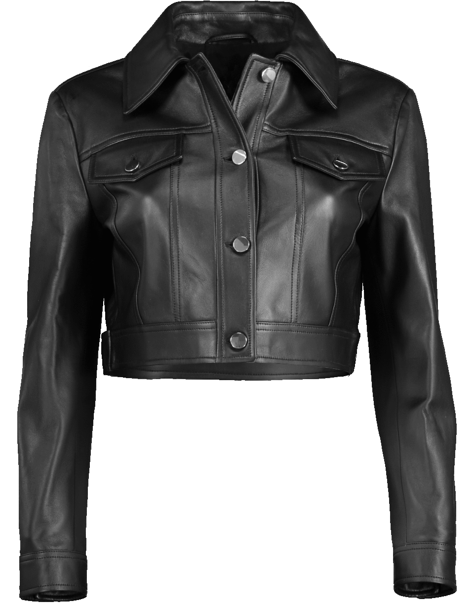 MICHAEL KORS-Cropped Leather Jacket-