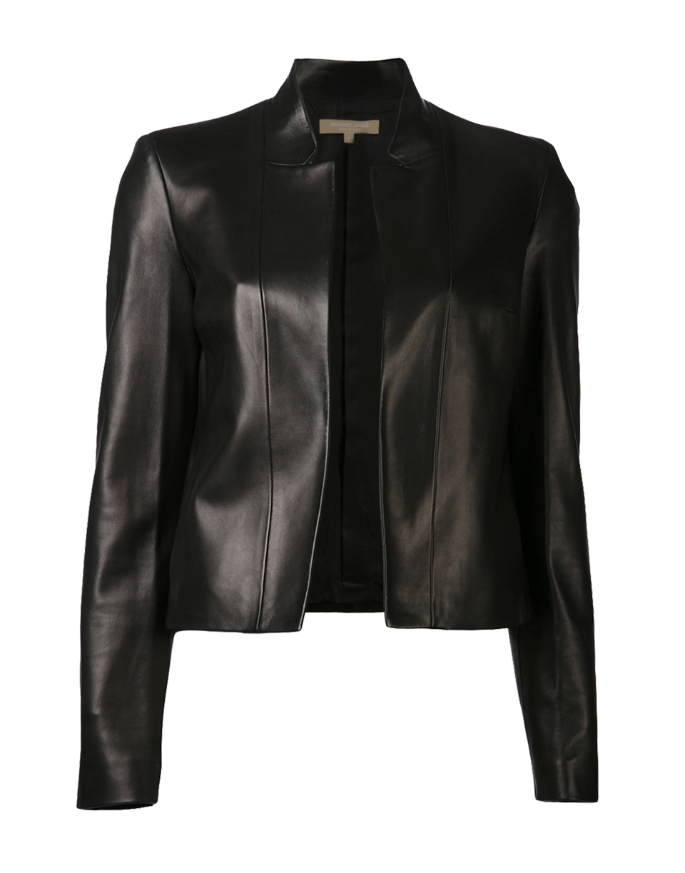 MICHAEL KORS-Stand Lapel Leather Jacket-