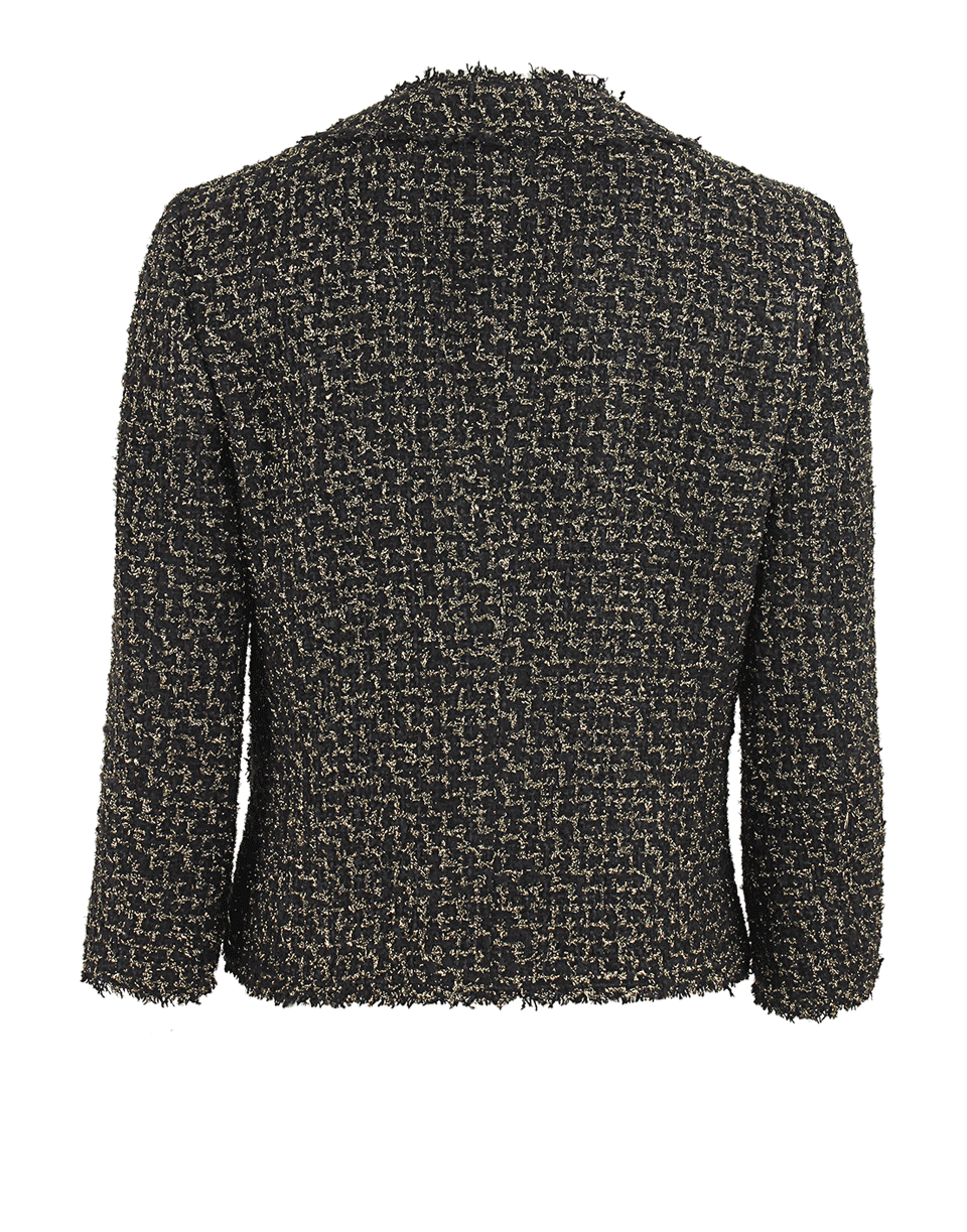 MICHAEL KORS-Metallic Tweed Frayed Jacket-