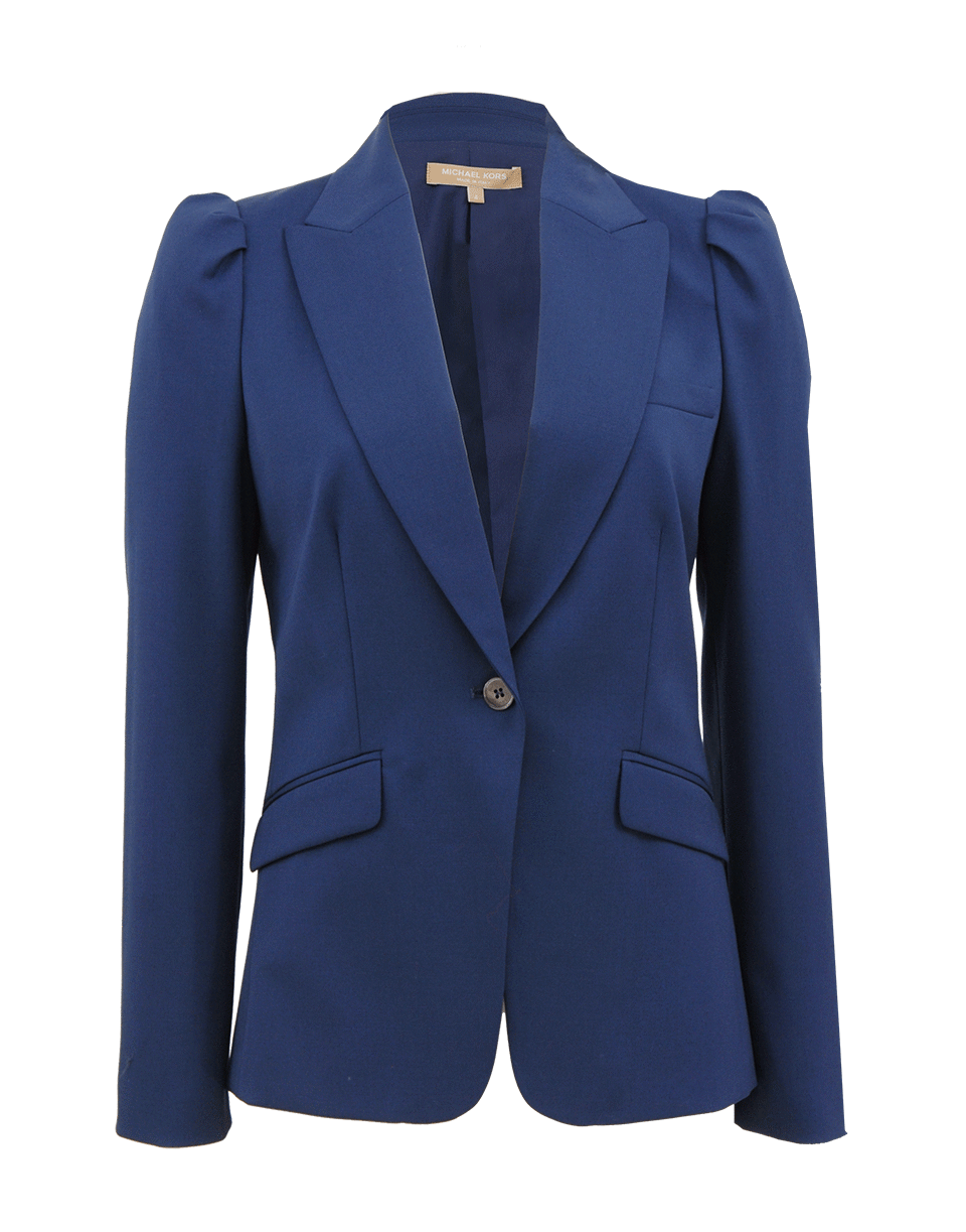 MICHAEL KORS-One Button Puff Shoulder Wool Jacket-