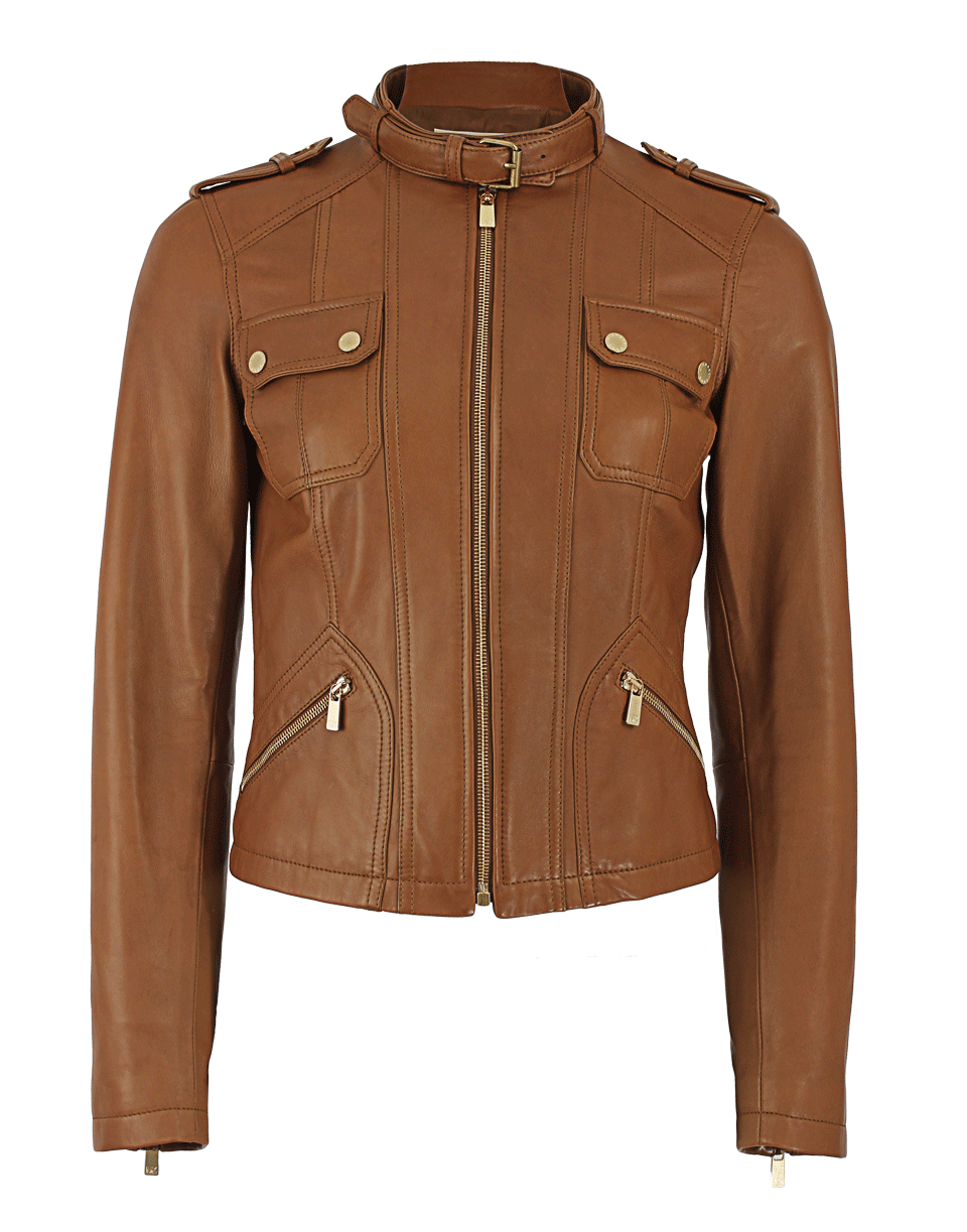 MICHAEL KORS-Plonge Motorcycle Jacket-SADDLE