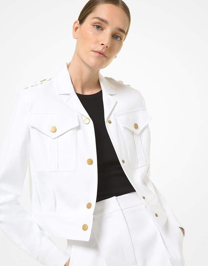 MICHAEL KORS-Optic White Moto Jacket-