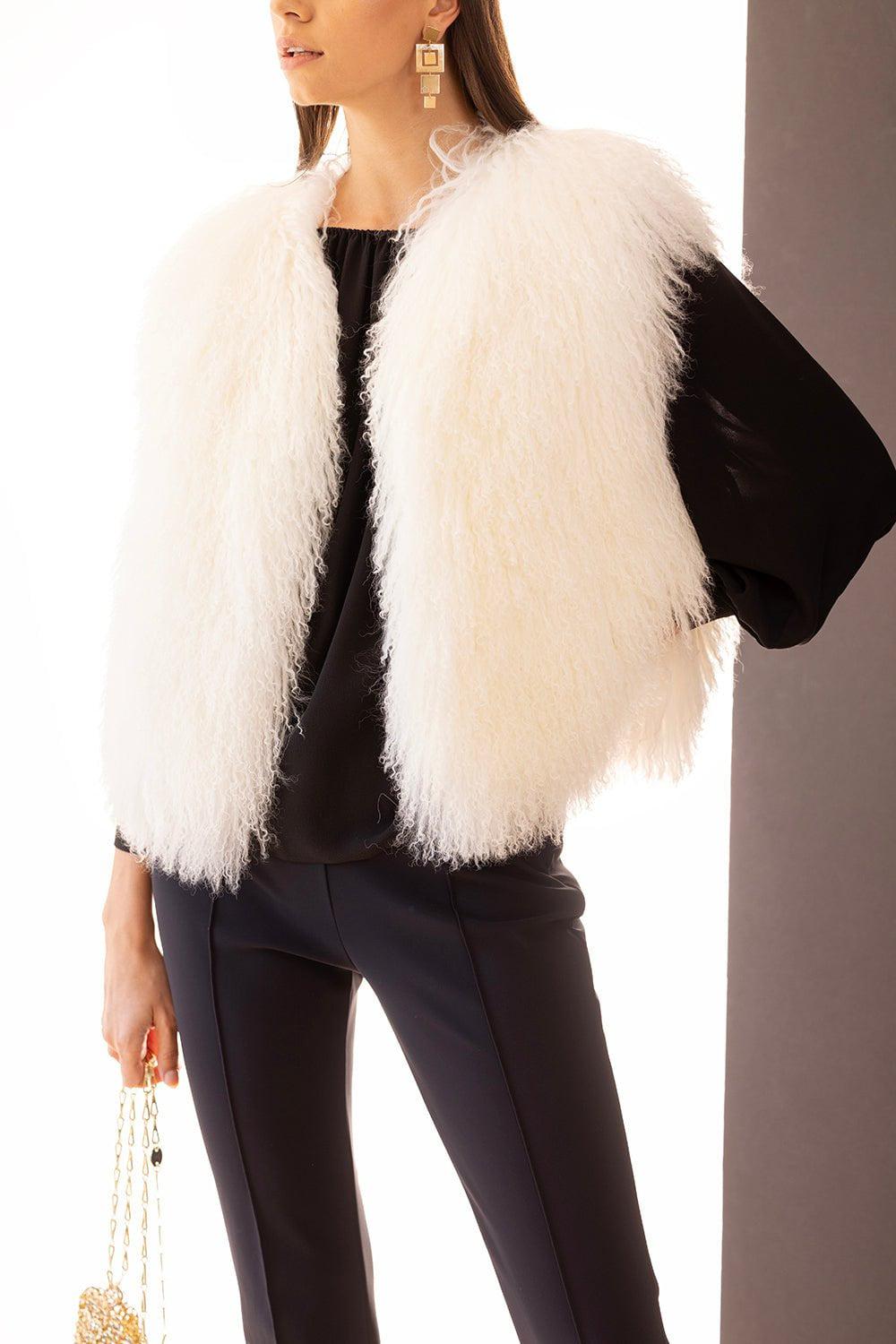 MICHAEL KORS-Shearling Vest-IVORY
