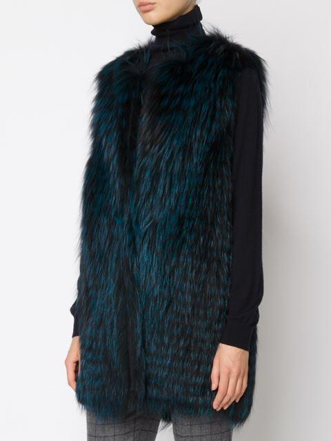 MICHAEL KORS-Peacock Fox Fur Vest-