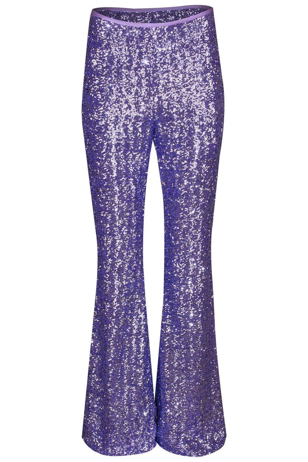 MICHAEL KORS-Side Zip Sequin Flare Pant - Freesia-FREESIA