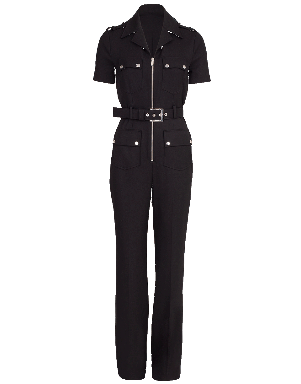 MICHAEL KORS-Belted Utility Jumpsuit-BLACK