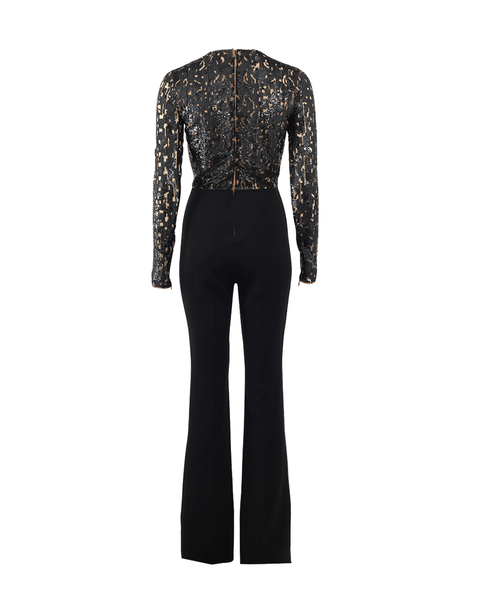 MICHAEL KORS-Embroidered Bodice Jumpsuit-BLACK
