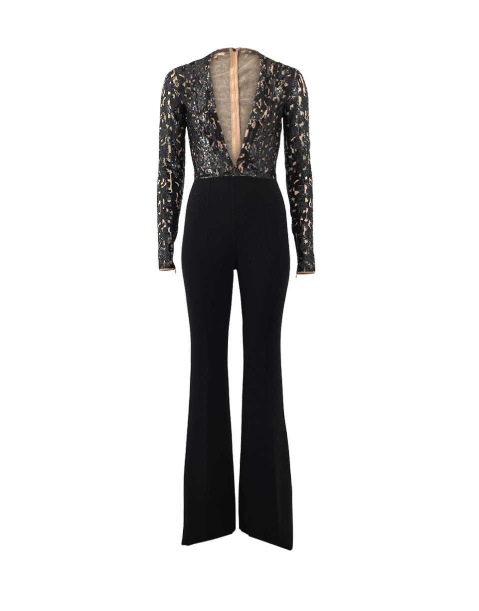MICHAEL KORS-Embroidered Bodice Jumpsuit-BLACK