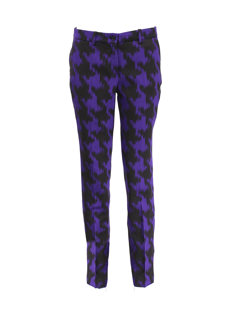 MICHAEL KORS-Jacquard Dogtooth Skinny Pant-BLK/GRP
