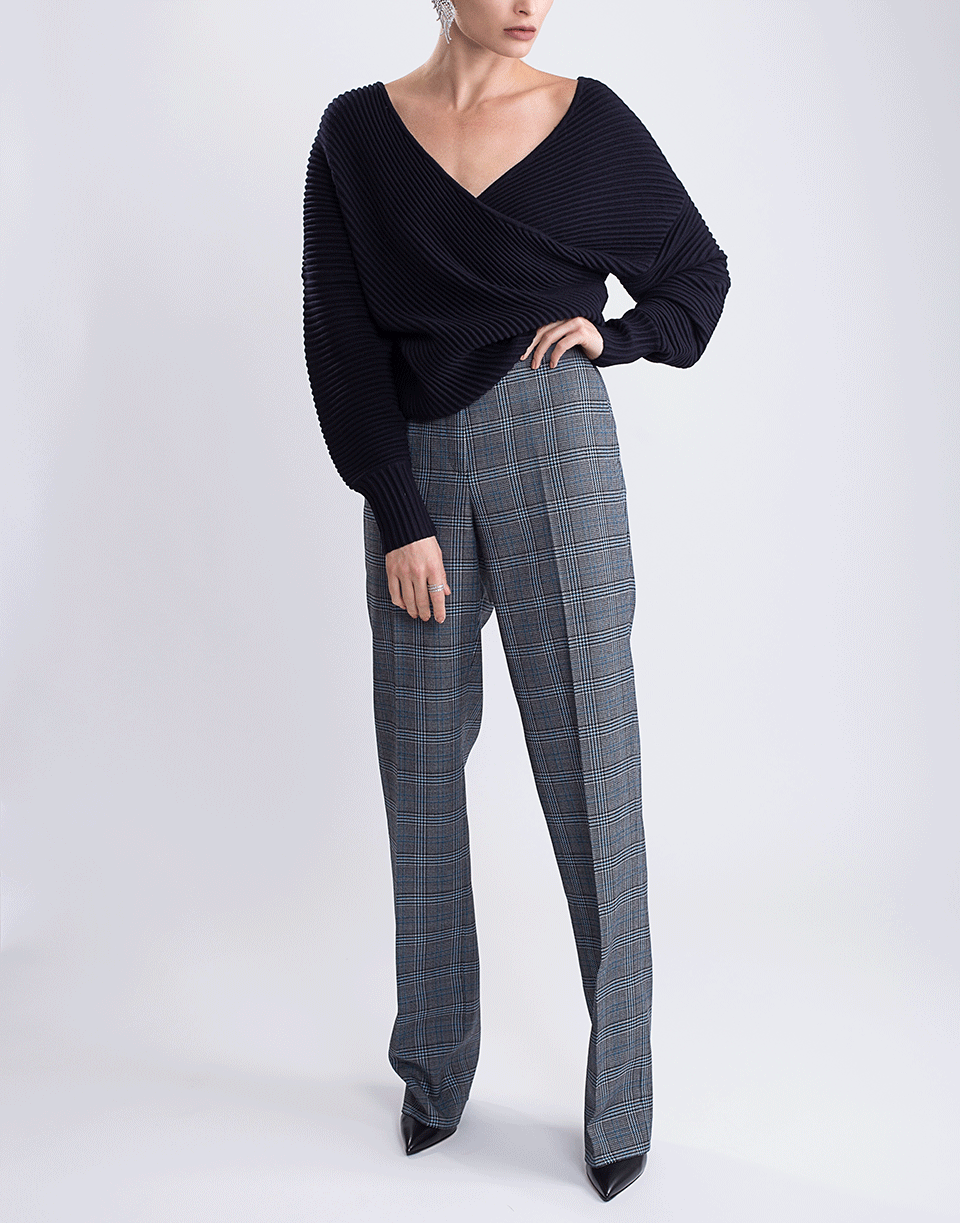 MICHAEL KORS-Glen Plaid Wool Trouser-CORNFLWR