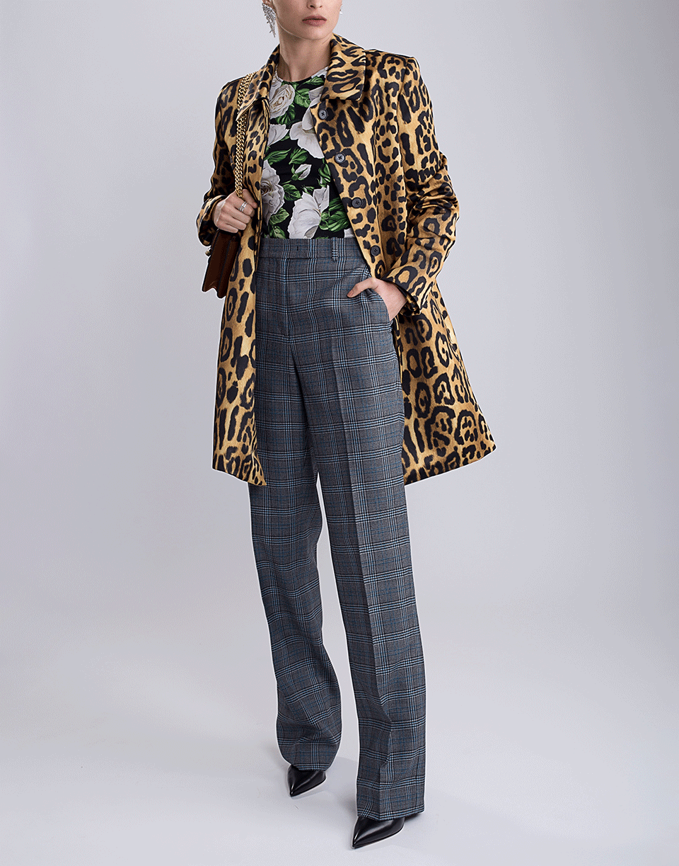 MICHAEL KORS-Glen Plaid Wool Trouser-CORNFLWR