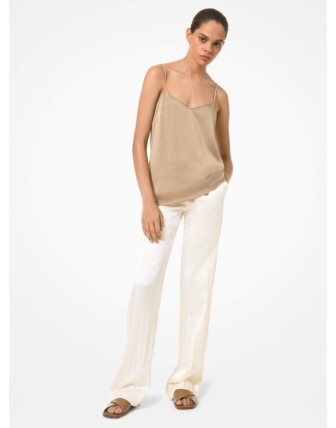 MICHAEL KORS-Crushed Satin Charmeuse Pajama Pants-