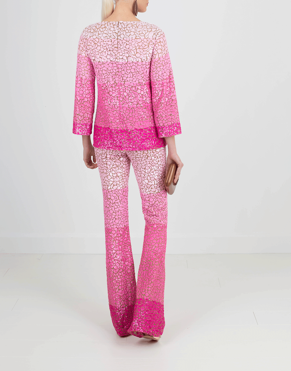 MICHAEL KORS-Ombre Paillette Flare Pant-HIBISCUS