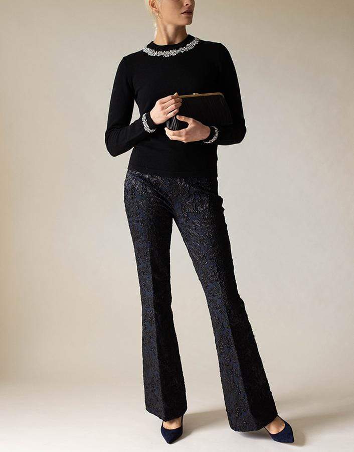 MICHAEL KORS-Side Zip Flare Evening Pant-NAVY