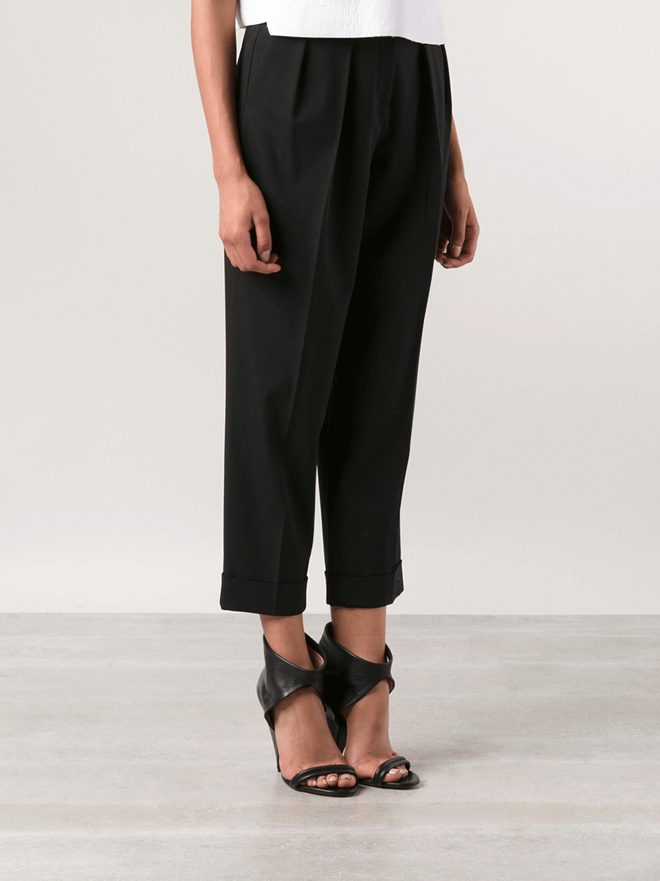 MICHAEL KORS-Slim Pleated Cuff Pant-BLACK