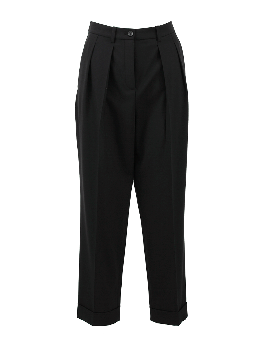 MICHAEL KORS-Slim Pleated Cuff Pant-BLACK