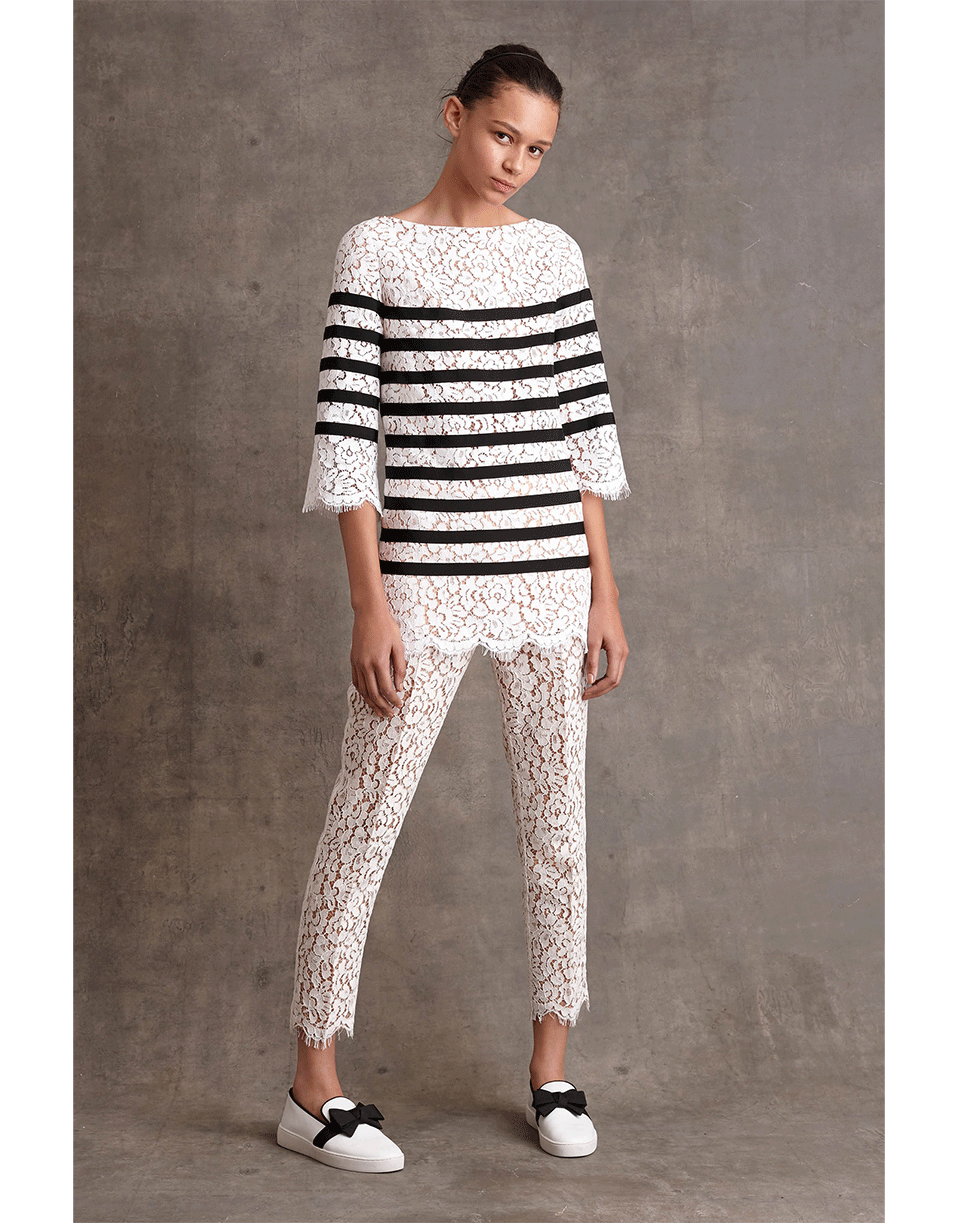 MICHAEL KORS-Floral Lace Skinny Pant-WHITE