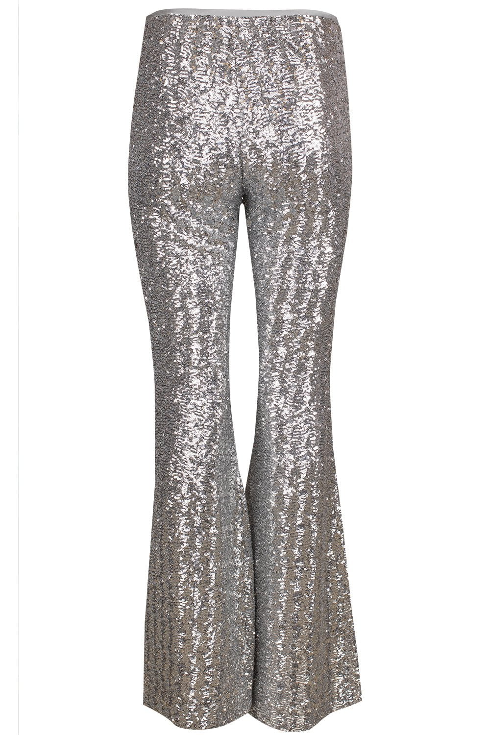MICHAEL KORS-Side Zip Sequin Flare Pant - Silver-