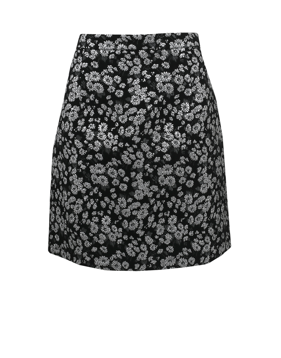MICHAEL KORS-Metallic A-Line Skirt-BLK/SLV