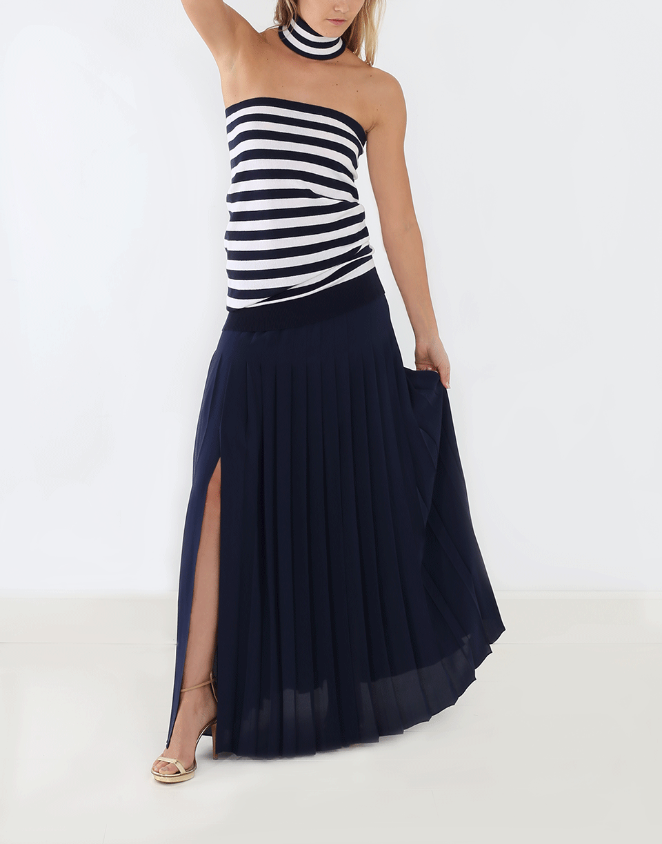MICHAEL KORS-Slashed Pleated Long Skirt-