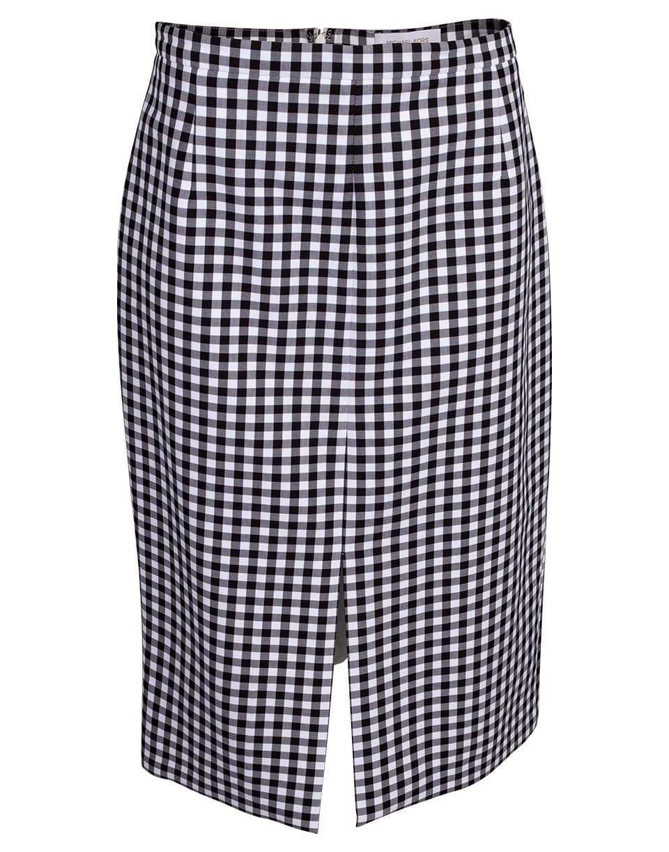 MICHAEL KORS-Gingham Cotton Slit Pencil Skirt-