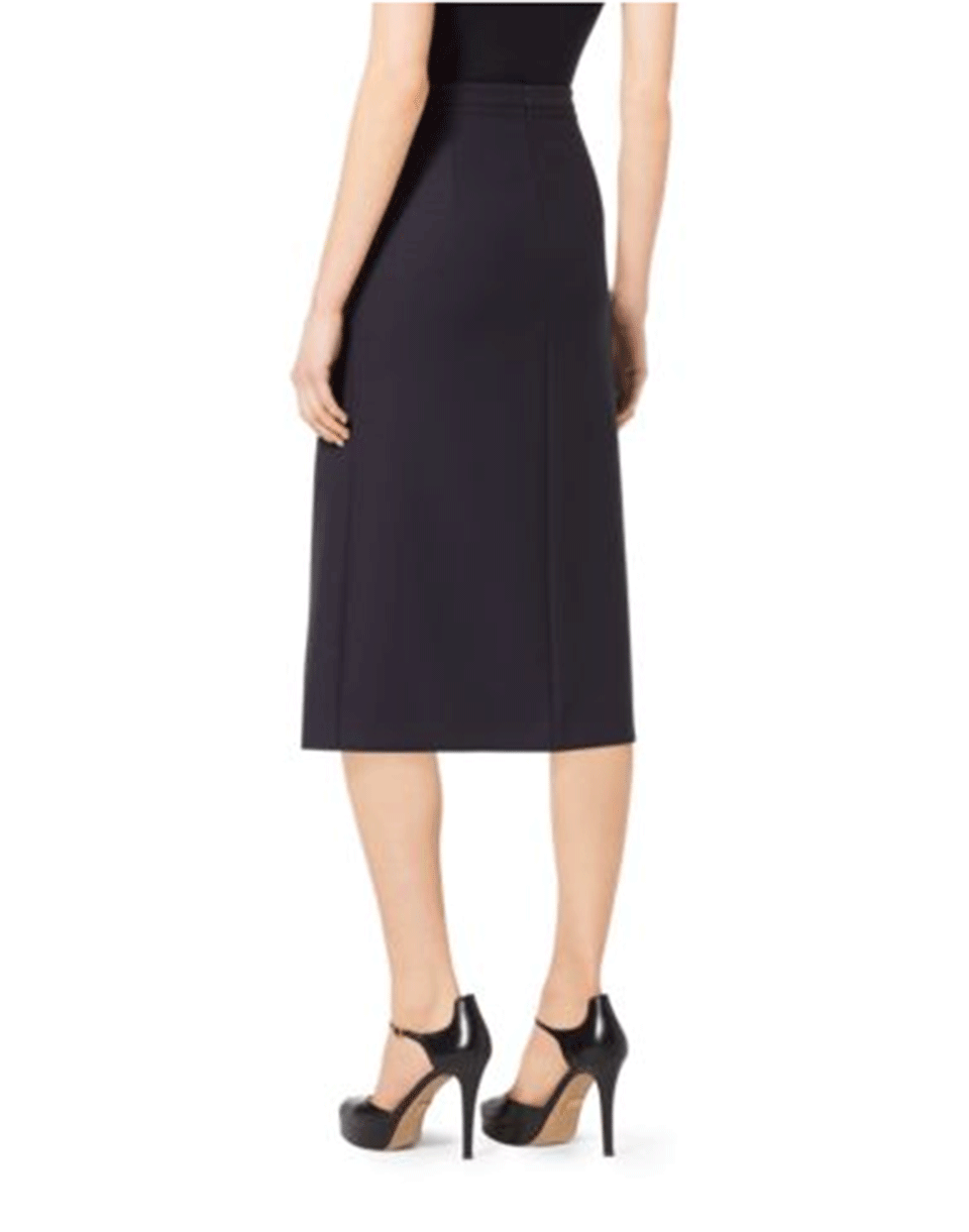 MICHAEL KORS-Knot Button Midi Skirt-NAVY