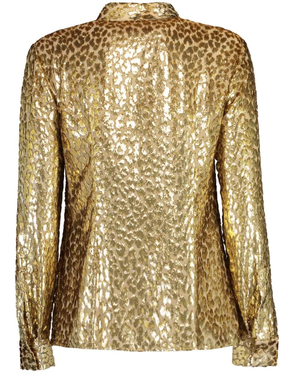 MICHAEL KORS-Leopard Fil Coupe Button Up Top-