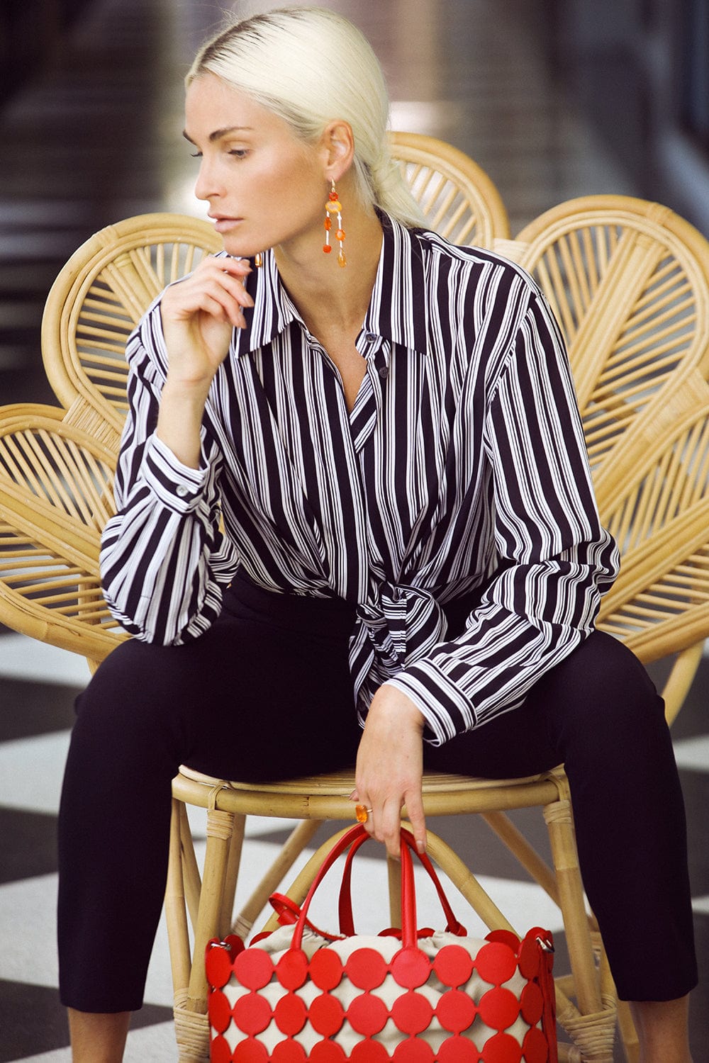 MICHAEL KORS-Dolman Sleeve Button Down Shirt-
