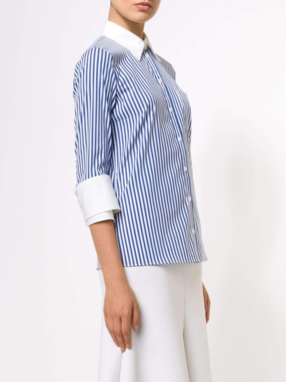 MICHAEL KORS-Double Cuff Striped Shirt-