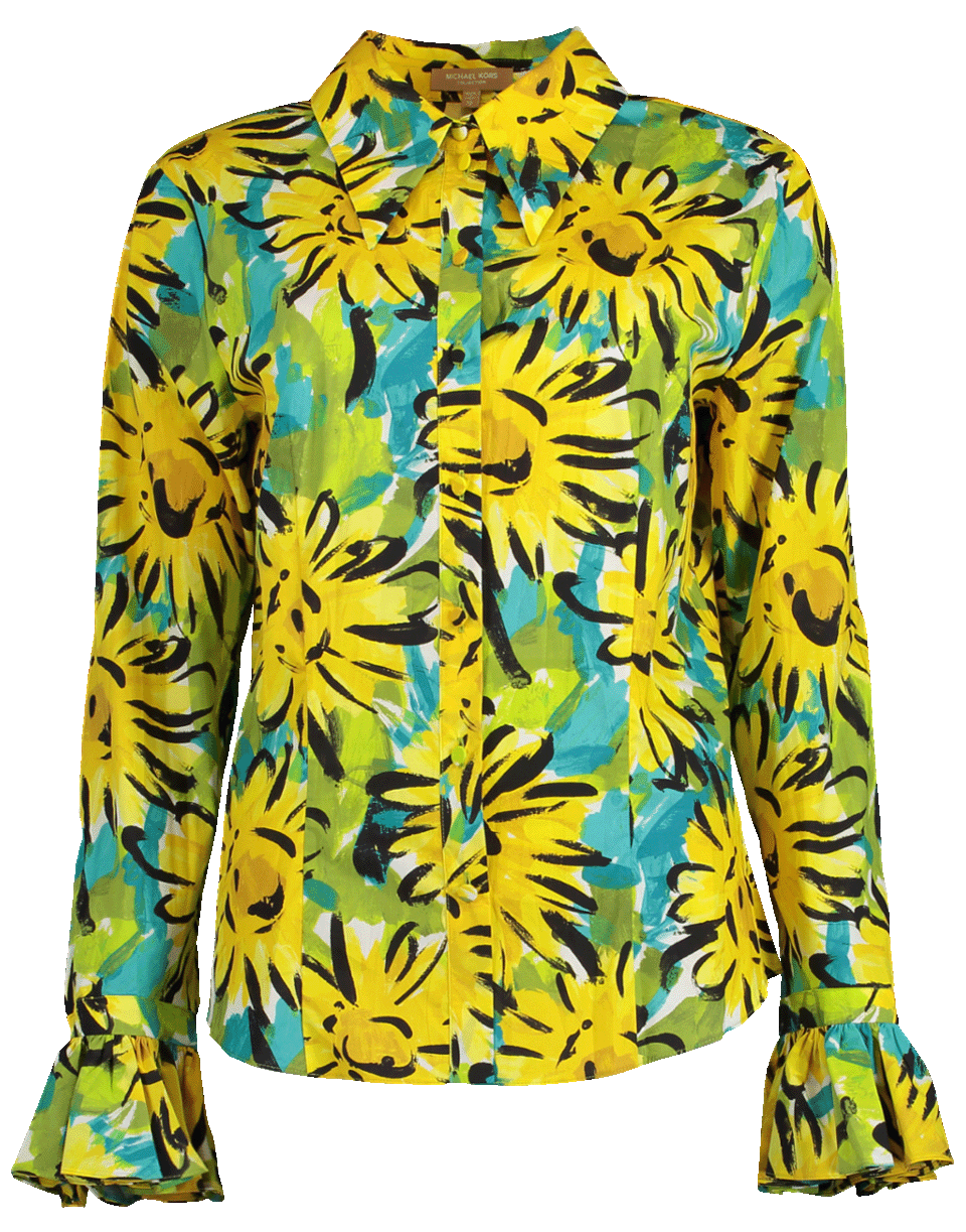 MICHAEL KORS-Crushed Bell Sleeve Shirt-