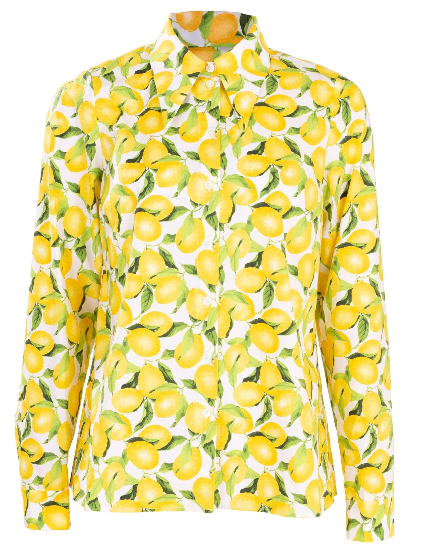 MICHAEL KORS-Lemon Print Button Down Blouse-