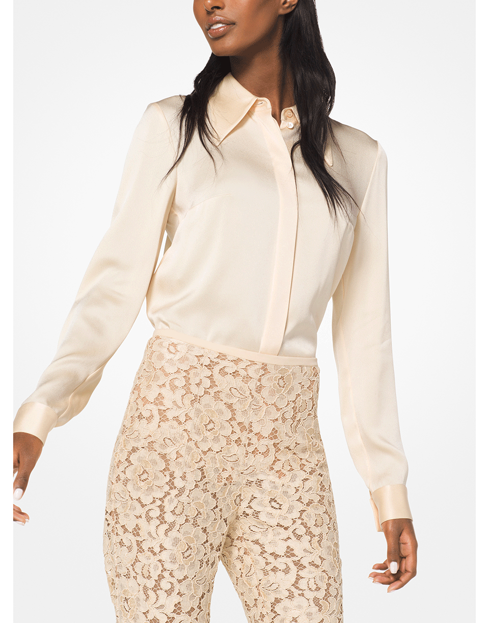MICHAEL KORS-Satin Button Down Shirt-