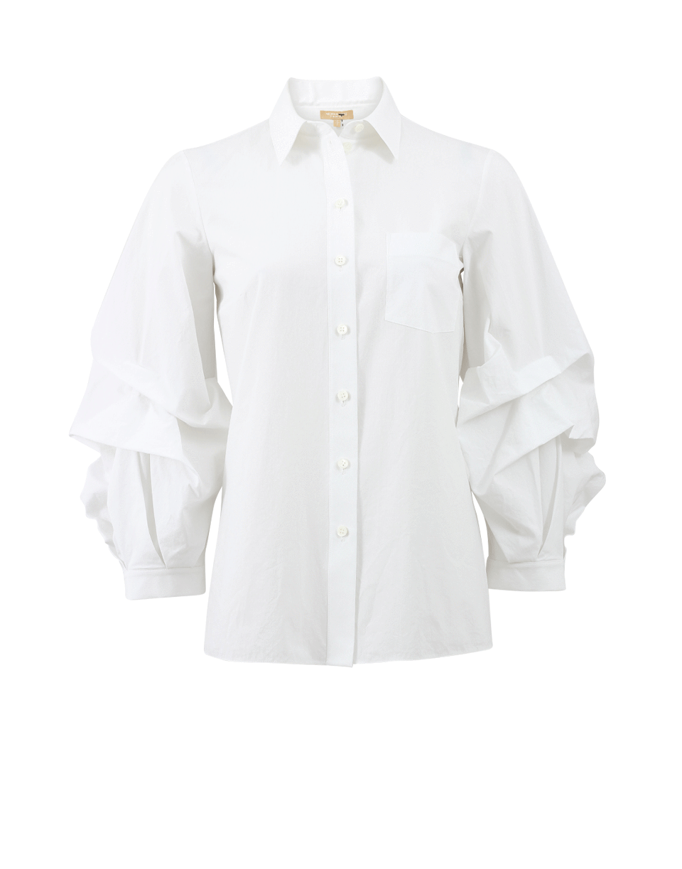 MICHAEL KORS-Bishop Sleeve Poplin Blouse-